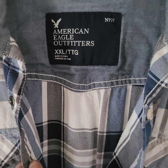 men's AE button up plaid shirt 2XL - Picture 2 of 7